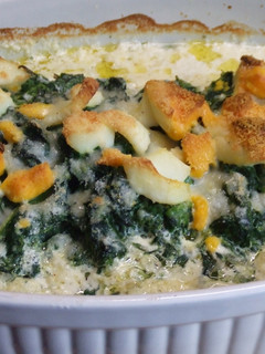 Una foto de Bacalao al horno con espinacas y crema