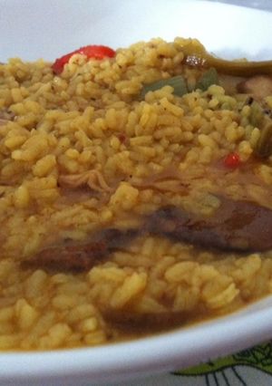 Una foto de Arroz con conejo y setas