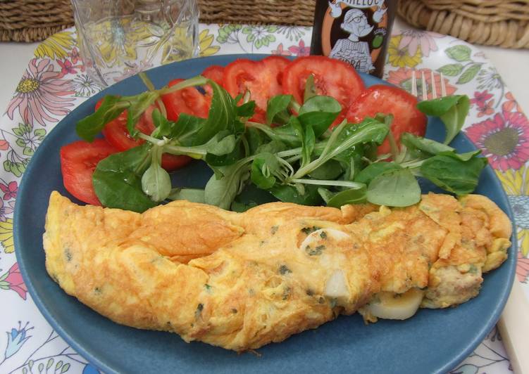 Tortilla francesa rellena de palmitos Receta de Cuqui Bastida Cookpad
