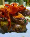 Pinchito de solomillo, patata y pimientos
