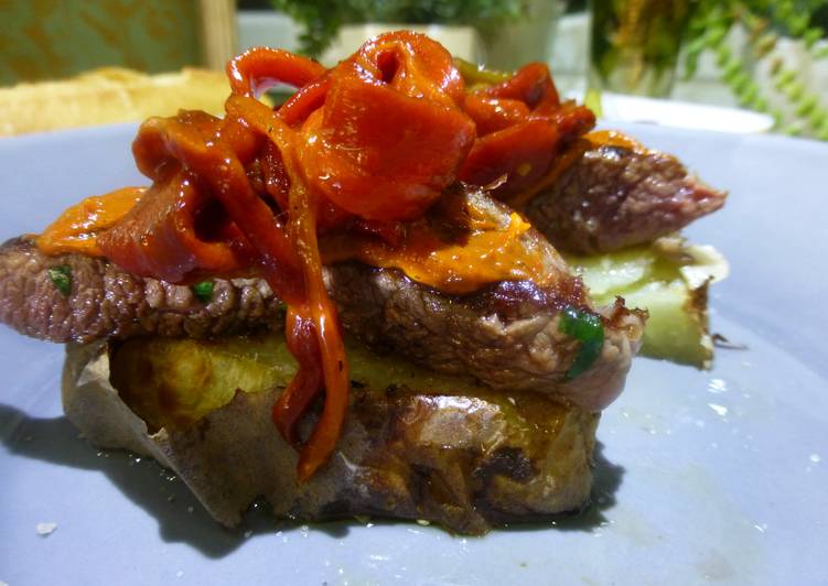 Pinchito de solomillo, patata y pimientos