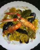 Paella de marisco y verduras