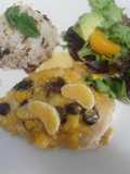 Pechugas de pavo en salsa de mandarina con arándaros