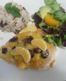Pechugas de pavo en salsa de mandarina con arándaros