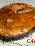 Salmón asado con chutney de higos