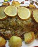 Cerdo agridulce con patatas doradas