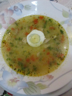 Una foto de Sopa de arroz con pollo