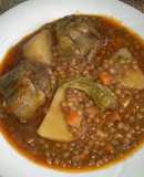 Lentejas con alcachofas