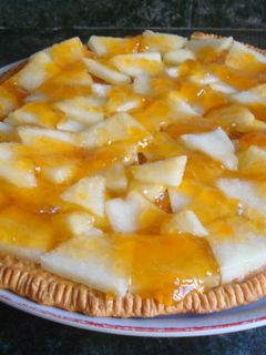 Una foto de Tarta de melón y mermelada de albaricoque
