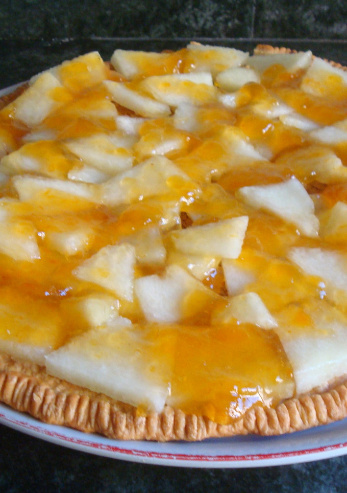 Una foto de Tarta de melón y mermelada de albaricoque