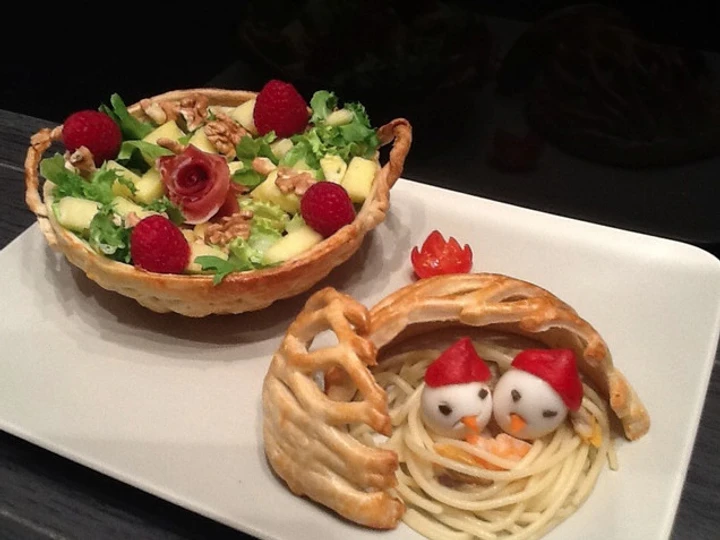 Receta Ensalada de piña y nueces en cesta de pasta brisa  que Muy delicioso