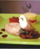 Pechuga a la Cantonesa con Causa de Tomate y Zanahorias Glaseadas