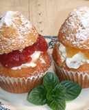 Magdalenas de naranja rellenas de queso y mermelada