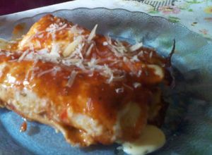 Una foto de Canelones rellenos con ricota, nuez y roquefort