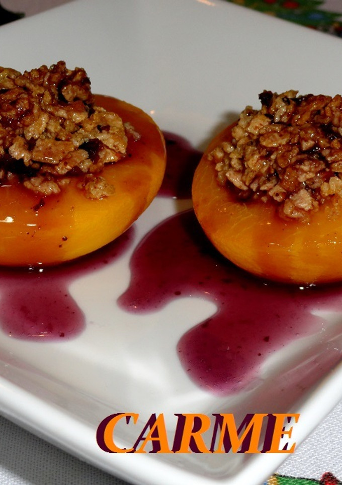 Una foto de Melocotones light rellenos