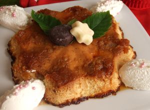 Una foto de Flan navideño de marron glacé