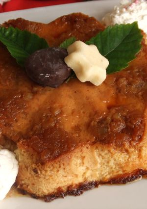 Una foto de Flan navideño de marron glacé