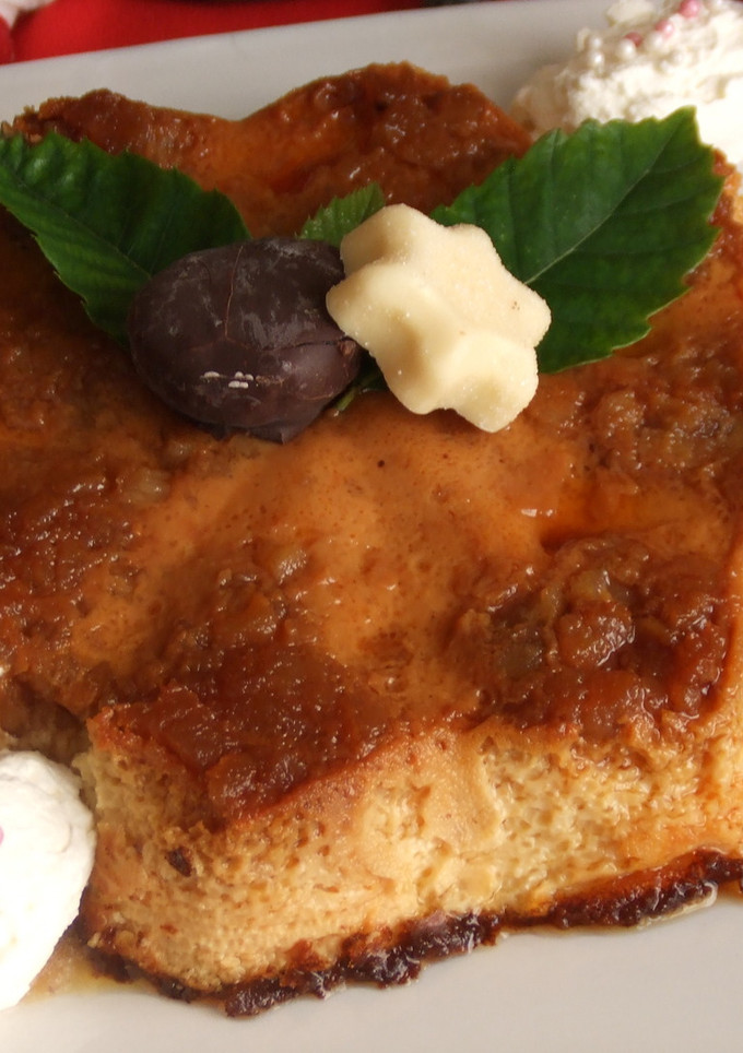 Una foto de Flan navideño de marron glacé