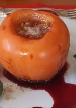Una foto de Caquis rellenos al horno