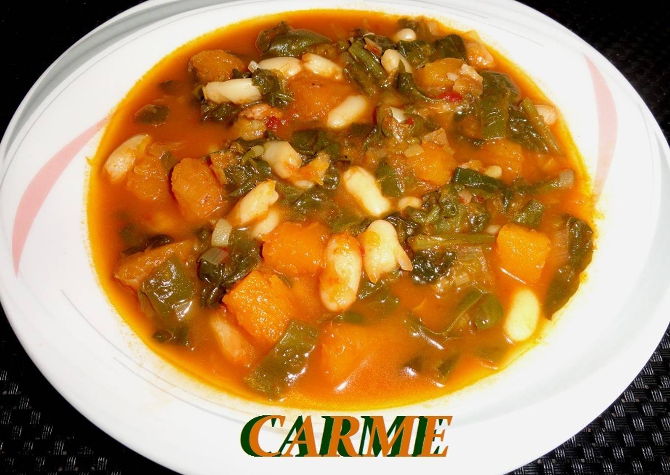 Potaje de calabaza y acelgas con alubias
<br />