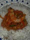 Arroz con salsa de mariscos