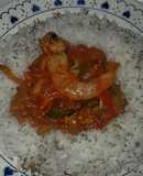 Arroz con salsa de mariscos