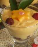 Crema navideña de mango y frutos rojos al aroma de tyrni
