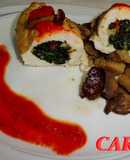 Rollitos de pollo rellenos de espinacas