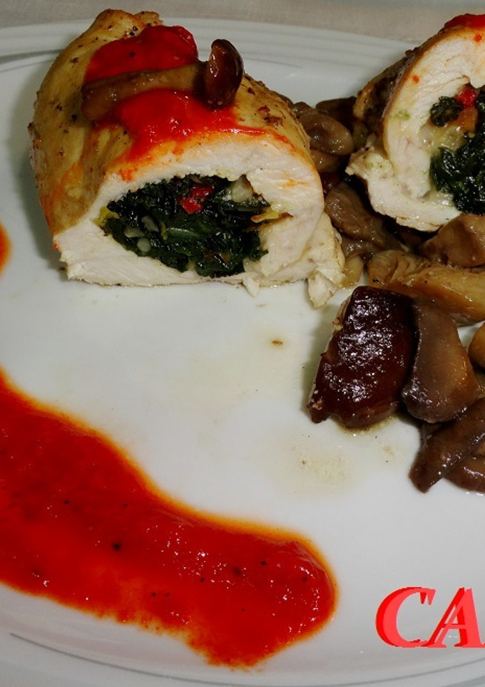 Una foto de Rollitos de pollo rellenos de espinacas