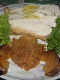 Pavita con puré de manzanas