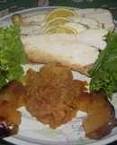 Pavita con puré de manzanas