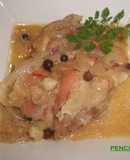 Pollo con cebollas al vino dorado del campo de Cartagena