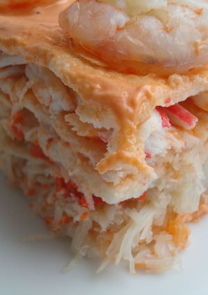 Una foto de Pastel de cangrejo y langostinos