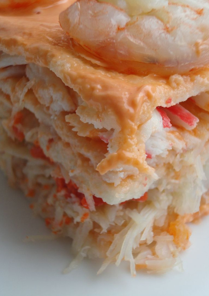 Una foto de Pastel de cangrejo y langostinos