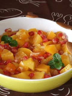 Una foto de Macedonia de frutas dietética para después de las fiestas