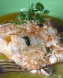 Bacalao al horno con hierbas frescas y pimentón de La Vera