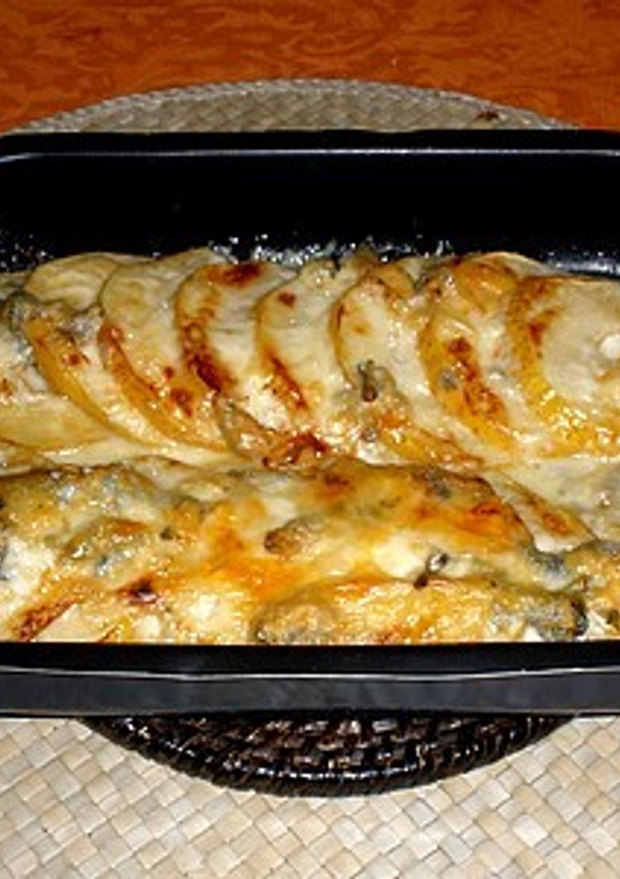 Una foto de Manzanas gratinadas con queso Gorgonzola