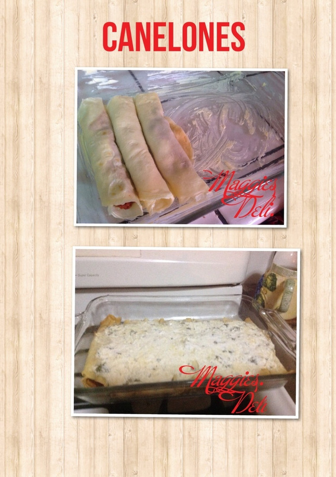 Una foto de Canelones rellenos de salsa bolognesa