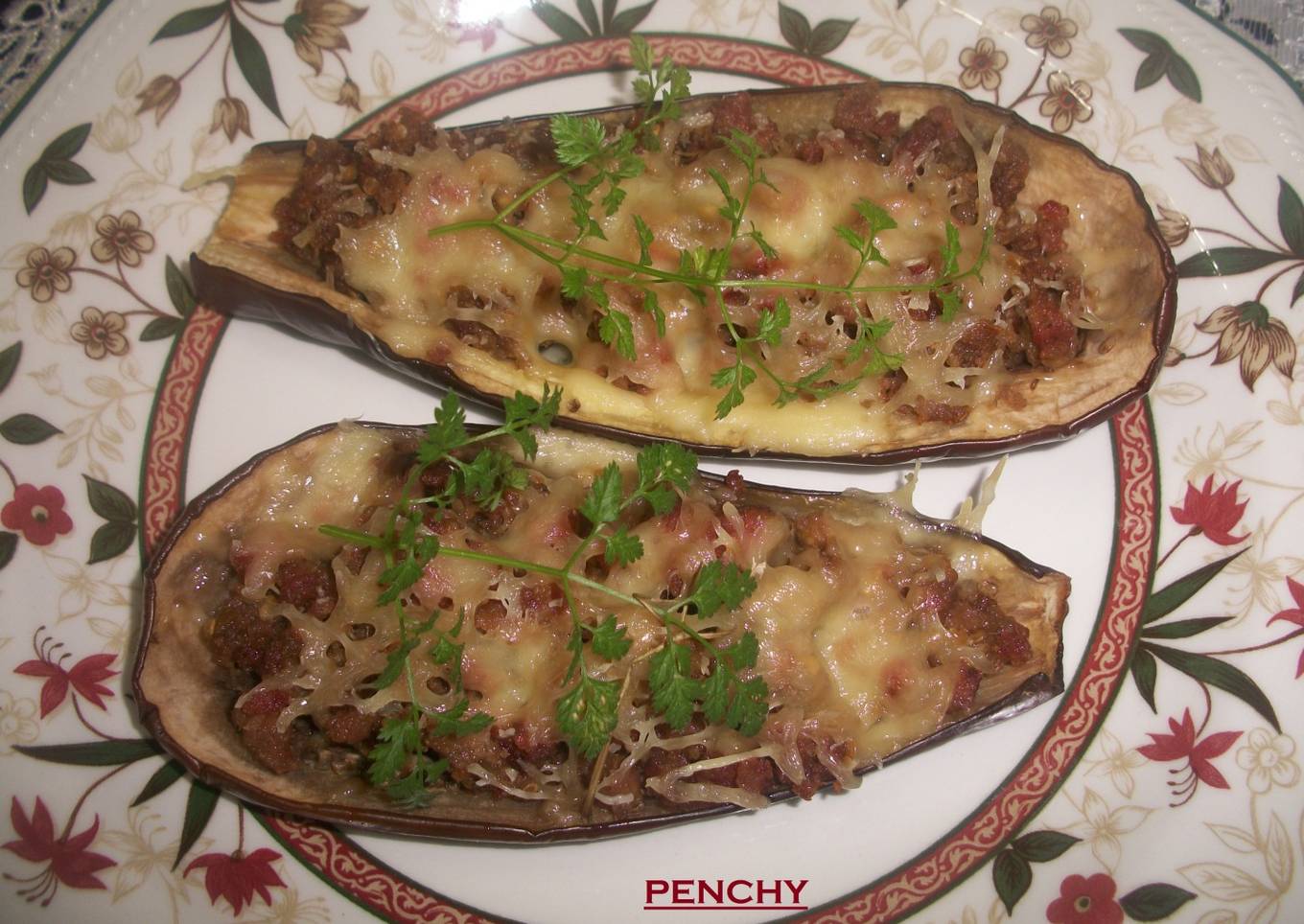 Berenjenas rellenas con longaniza roja murciana