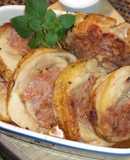 Rollo asado de pollo relleno de carne
