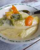 Frutas al horno con crema tipo inglesa