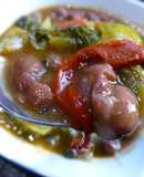 Caparrón con acelga y pimientos picantes