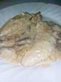 Solomillo de pavo, con nata y champiñones
