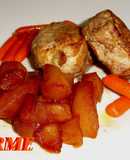 Filet mignon con manzanas agridulces