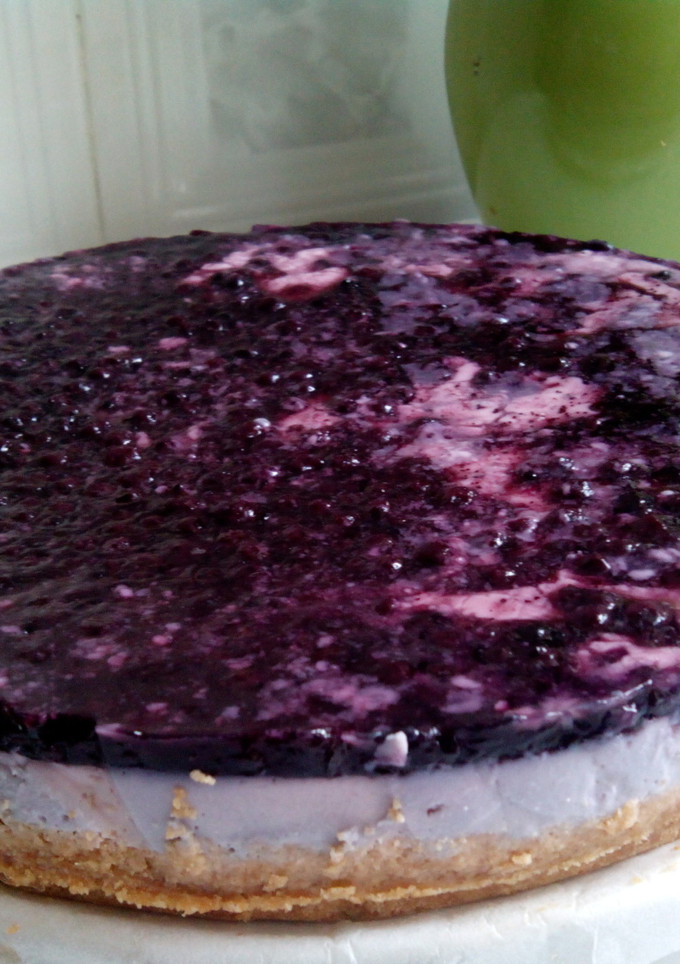 Una foto de Tarta de yogur y arándanos