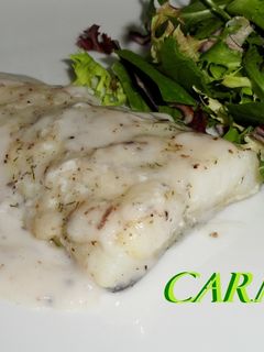 Una foto de Bacalao en microondas con salsa trufada