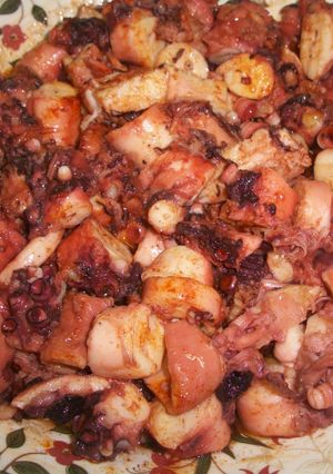 Una foto de Pulpo a la vinagreta con pimentón murciano