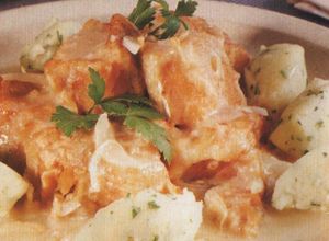 Una foto de Bacalao con vino blanco