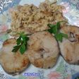 Merluza a la plancha con revuelto de huevos y atún