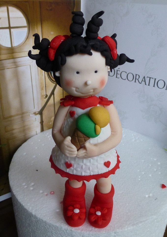Una foto de Muñeca de fondant, cabeza y pelo